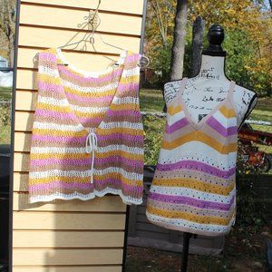 Ultra Flirt brand Crochet Stripe Tank Top and Vest Separates - Size 3X